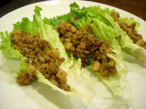Asian Lettuce Chinese Beef Wrap Food Cooking
