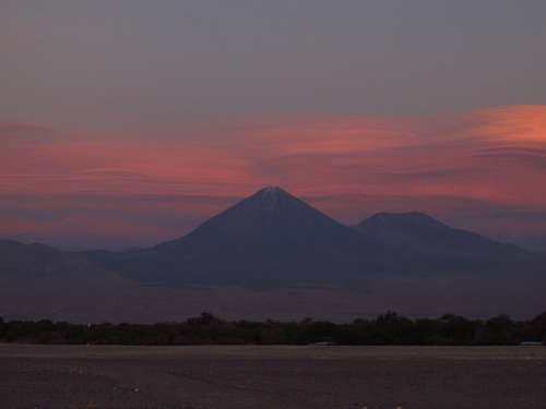 Atacama Volcanoes Chile Desert Sunset Sand Sky