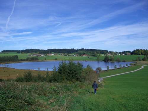 Attlesee Moor Meadow Sky Blue Nesselwang Allgäu