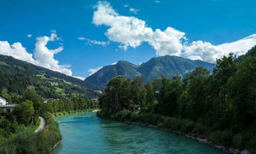 Austria St Johann River Water Summer Landscape