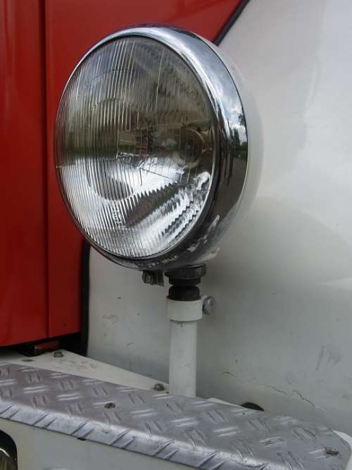 Auto Oldtimer Fire Red Spotlight Light Fire Truck