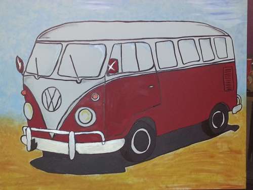 Auto Vw Bus Art Painting Image Paint Painted