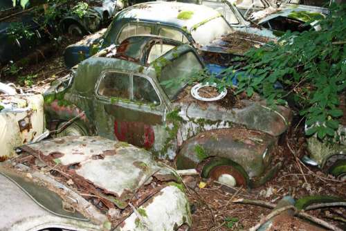 Autos Old Car Cemetery Oldtimer Rust