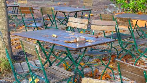 Autumn Beer Garden Abandoned Leaves Fall Foliage