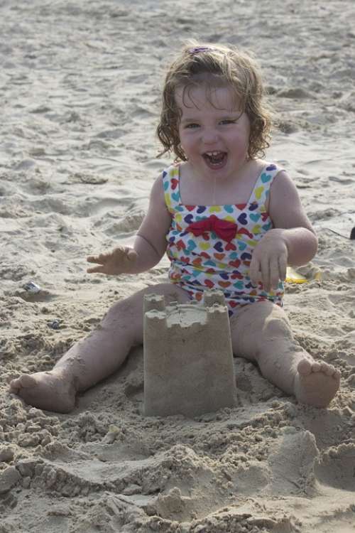 Baby Beach Sand Sand Castle Fun Summer Happy