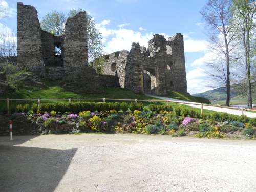 Bad St Leonard Ruin Castle Flowers Green Monument
