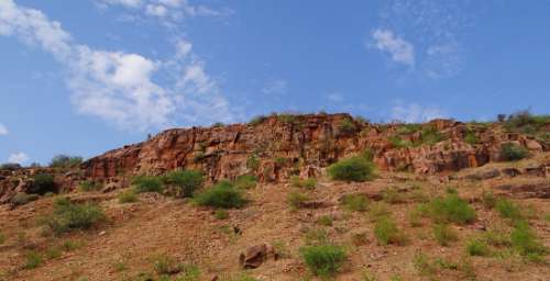 Badami Rocks Sandstone Craggy Crags Karnataka