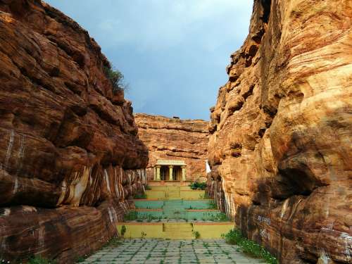 Badami Rocks Temple Red Sand Stone Rock Formations