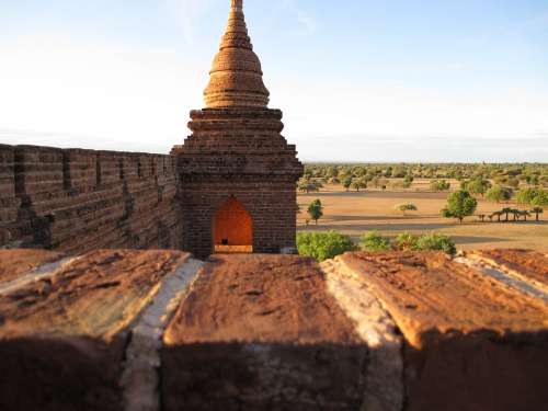 Bagan Burma Sunset Landscape Temple