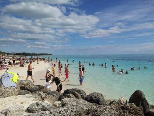 Bahamas Beach Rocks Ocean Tropical Vacation