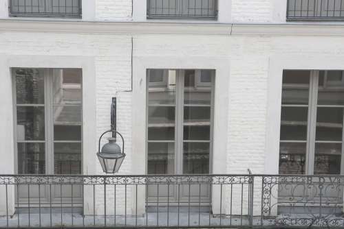 Balcony France City Window Exterior White Grunge
