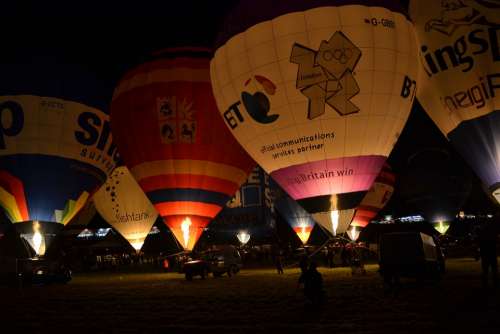 Balloon Hot Air Balloons Flying Night Bristol Uk