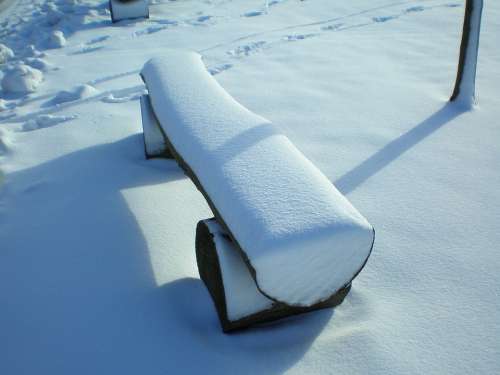 Bank Bench Winter Snow Cold Sit Seat Wood