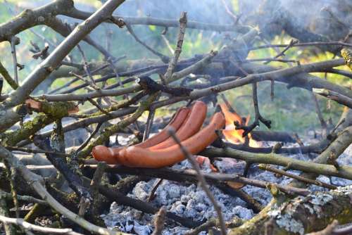 Barbecue Sausage Wood Fire