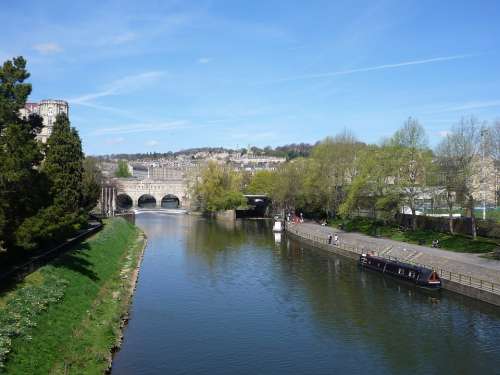 Bath River Canal Water City England Bridge Sky