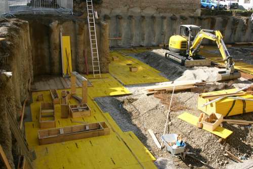 Baustellle Formwork Yellow Excavators Build