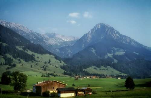 Bavaria Germany Landscape Scenic Mountains Fields