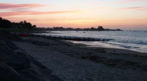 Beach Sunset Vendée France Sea Ocean Nature Side