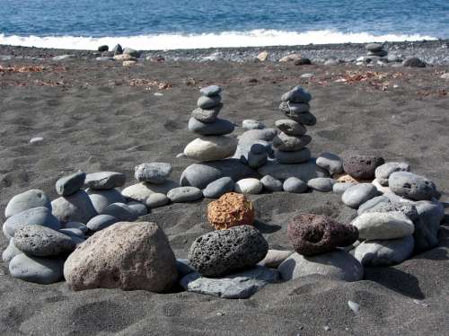 Beach Stones Wave Blue Sand Coast Relaxation