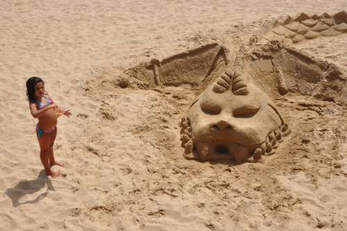 Beach Construction Of Sand Dragon Sand Summer
