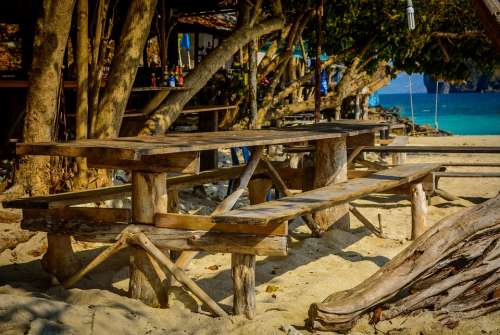 Beach Restaurant Woods Beach Chair Sea Wooden
