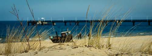 Beach Fishing Boat Sand Beach Baltic Sea Dunes
