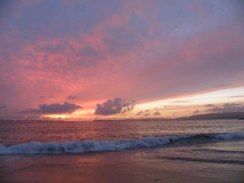 Beach Sea Sunset Sky Clouds Costa Ocean Coastal