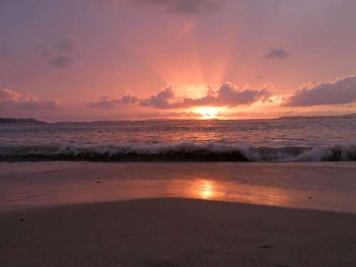Beach Sea Sunset Sky Clouds Costa Ocean Coastal