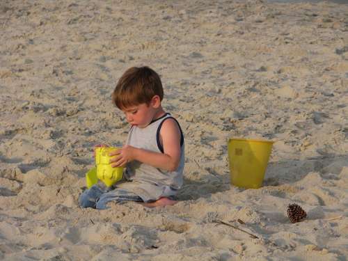 Beach Castle Sand Building Boy Young Kids