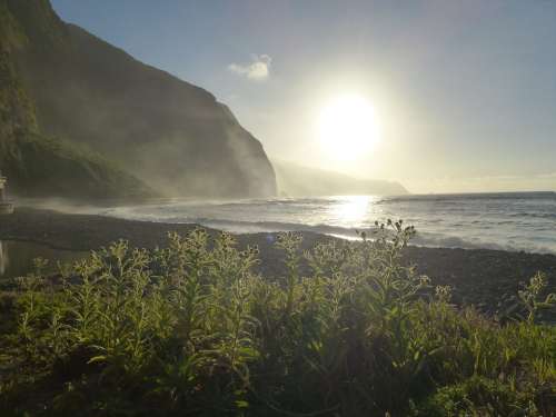 Beach Sunset Sea Sun Backlighting Atlantic