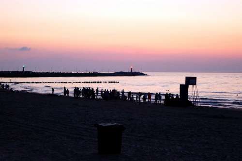 Beach Human Abendstimmung Mole Port Baltic Sea