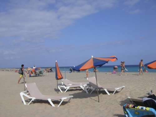 Beach Parasol Sun Lounger Sea Sand Beach Vacations