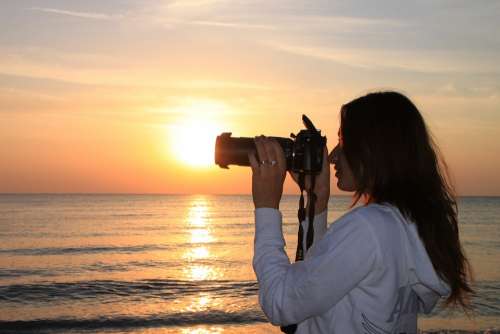 Beach Female Girl Light Photographer Sea Sun