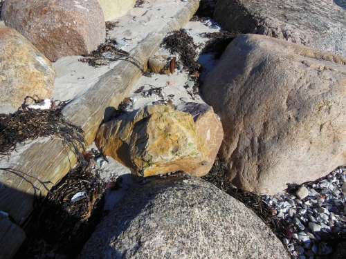 Beach Stone Granite Flint Brown Flint Wood Pole