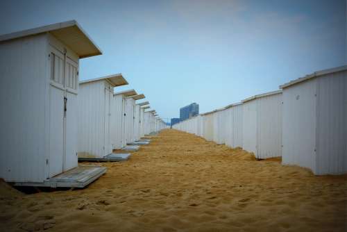 Beach Cabins Oostende Beach Sand
