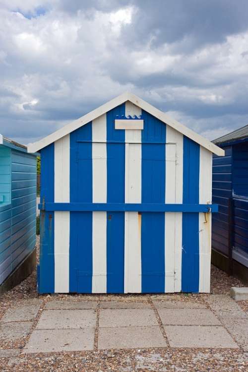 Beach House Beach Hut Hut Wooden Stripes Blue