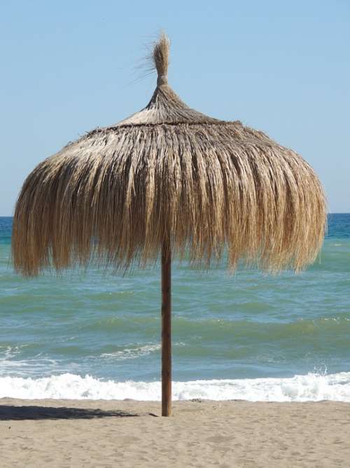Beach Umbrella Sea Nature Mediterranean