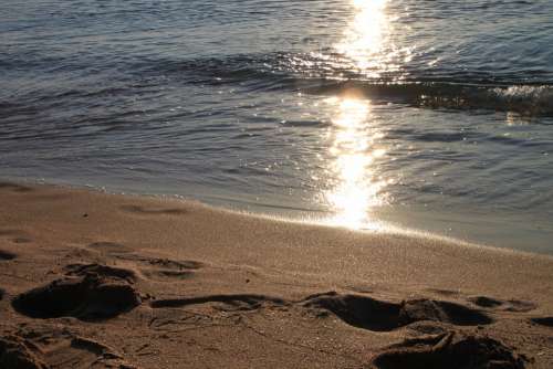 Beaches Sand Waves Sunrise Reflections Wave