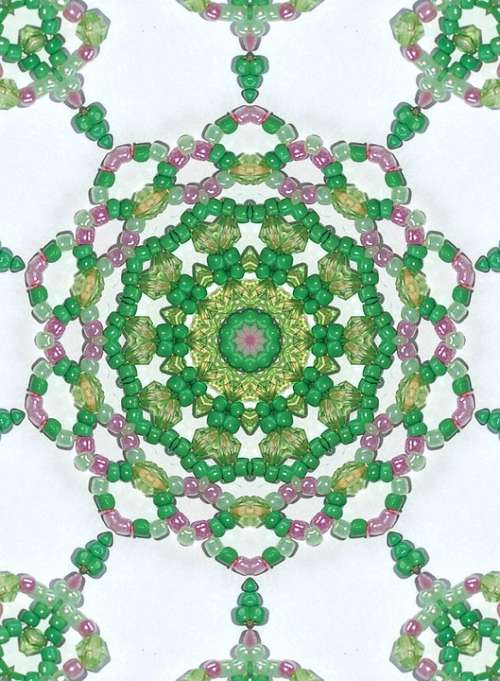 Beads Beaded Pattern Background Green Pink White