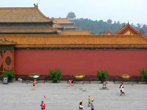 Beijing Forbidden City China Palace Roofs Human