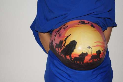 Belly Painting Lion King Pregnant Baby Bellypaint