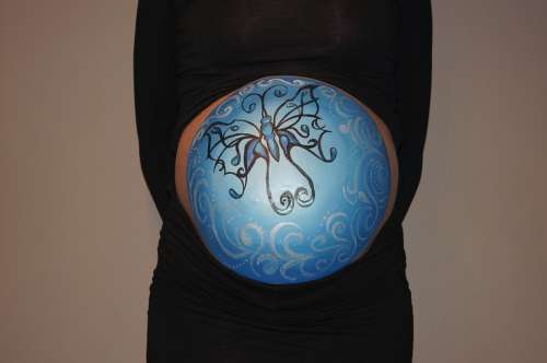 Belly Painting Butterfly Pregnant Blue Bellypaint