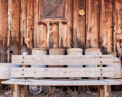 Bench Containers Barn Wood Rustic Old Brown