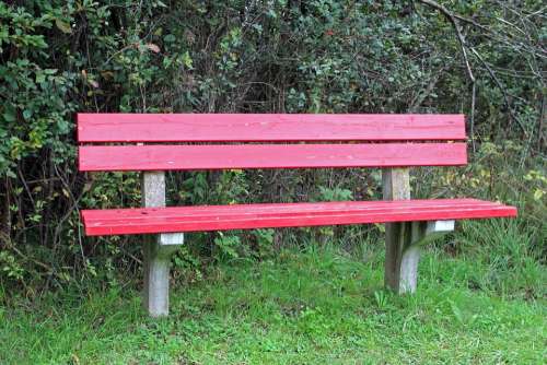 Bench Bank Red Seat Nature Out Sit Click Rest