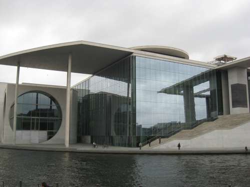 Berlin Bundestag Glass Concrete Water Merkel
