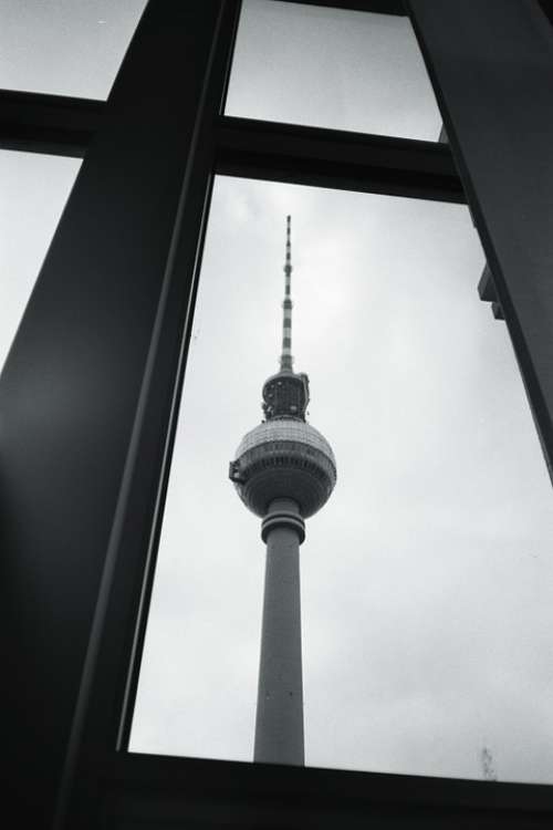 Berlin Tv Tower Window Black And White Architecture