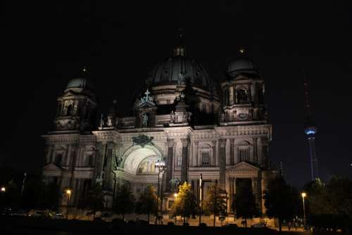 Berlin Cathedral Night Berlin Lighting Building