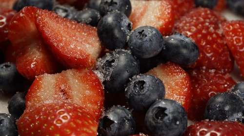 Berries Strawberries Blueberries Sugar Red Blue