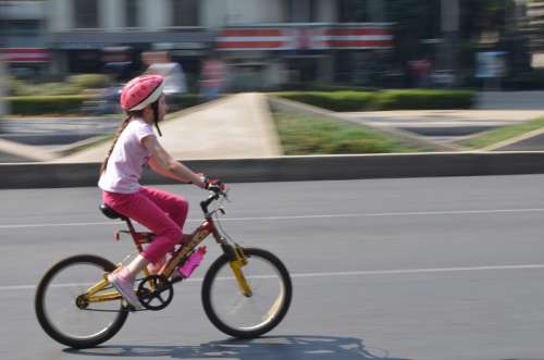 Bicycle Child Girl Cycling City Mexico Bike