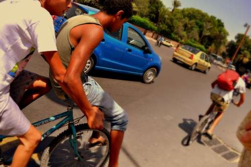 Bicycle Morocco Kids Road Fun Heat Travel